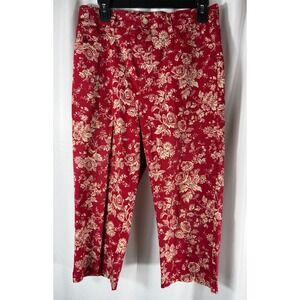 Lauren Ralph Lauren Floral Print Cropped‎ Pants Red Beige Size 6 Cottagecore